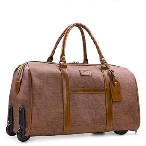 Patricia Nash Avola Weekender Trolley Canvas Signature Map Riot Rust